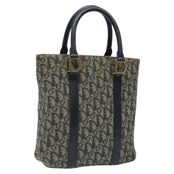 DIOR Trotter Canvas Hand Bag Navy Gold - Picture 1 of 12